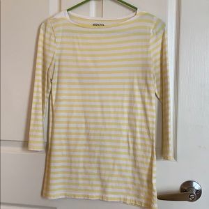 Yellow and white boatneck striped shirt!